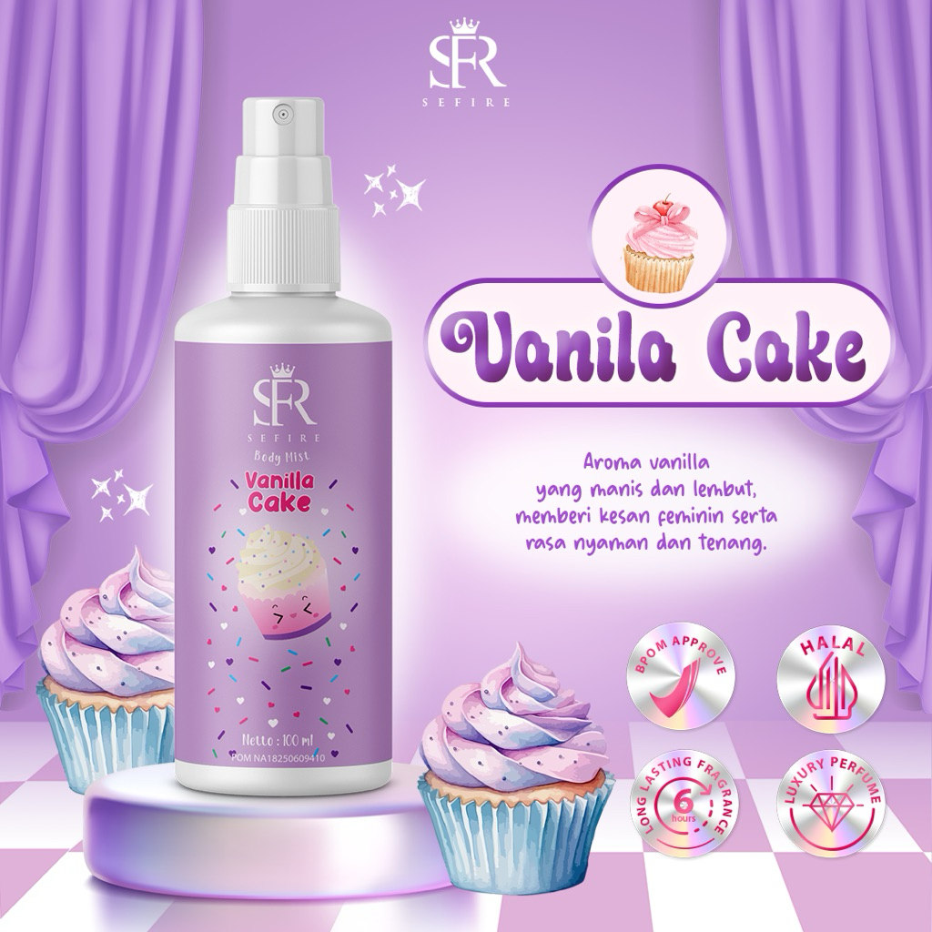SEFIRE Parfum Dessert Series 100ml | Aroma Vanilla Cake | Best Seller | Premium parfum | BPOM & Hala