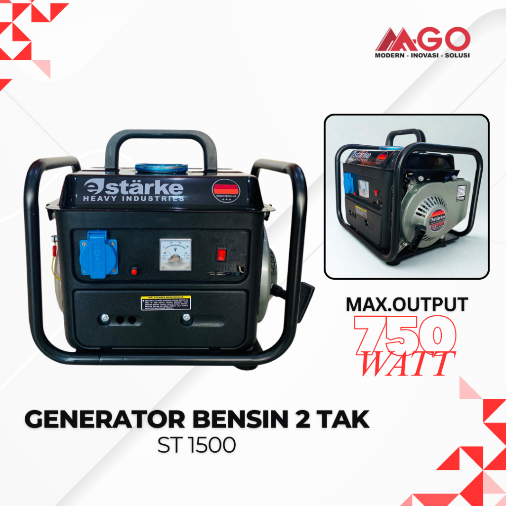 Genset Bensin 2 Tak ST1500 750 Watt Portable Generator Listrik Mini 220V