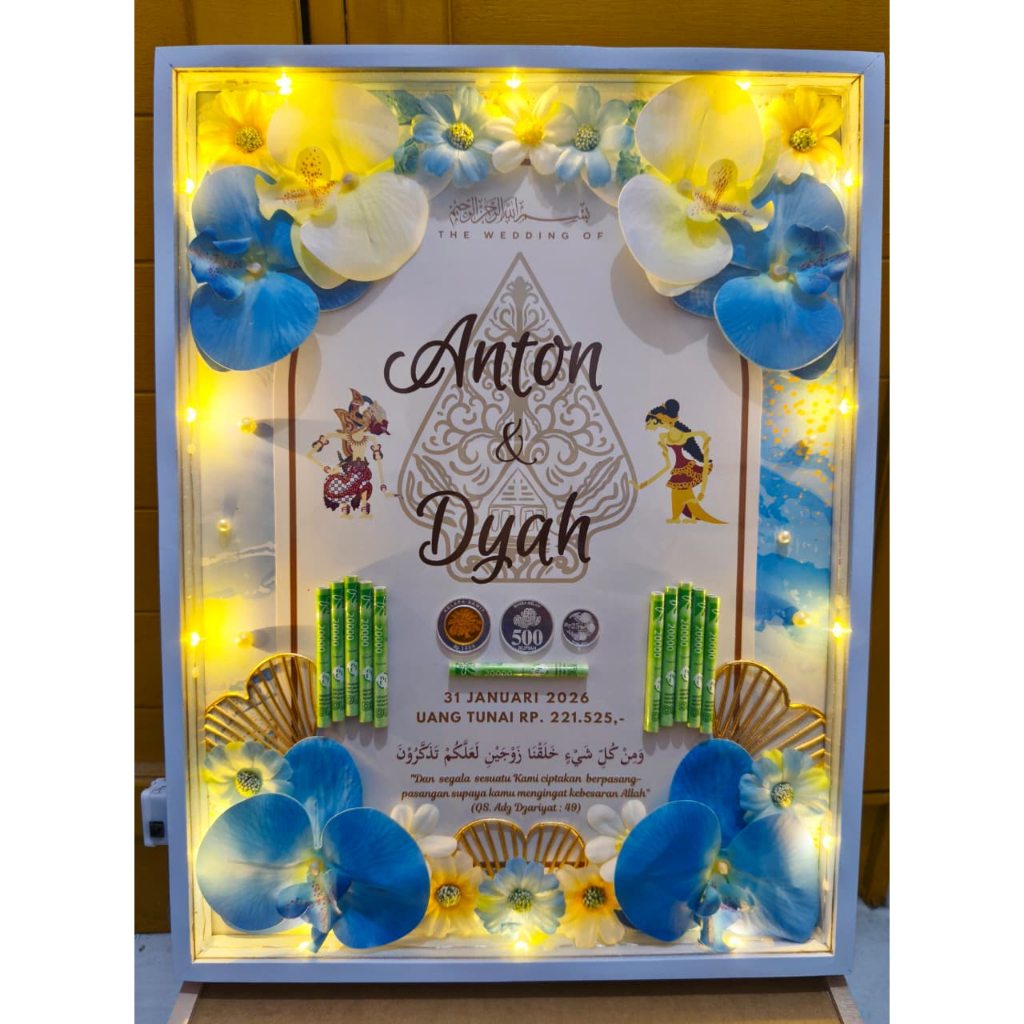 Bingkai Mahar Kayu Akrilik / Frame Mahar Pernikahan / Kado Pernikahan