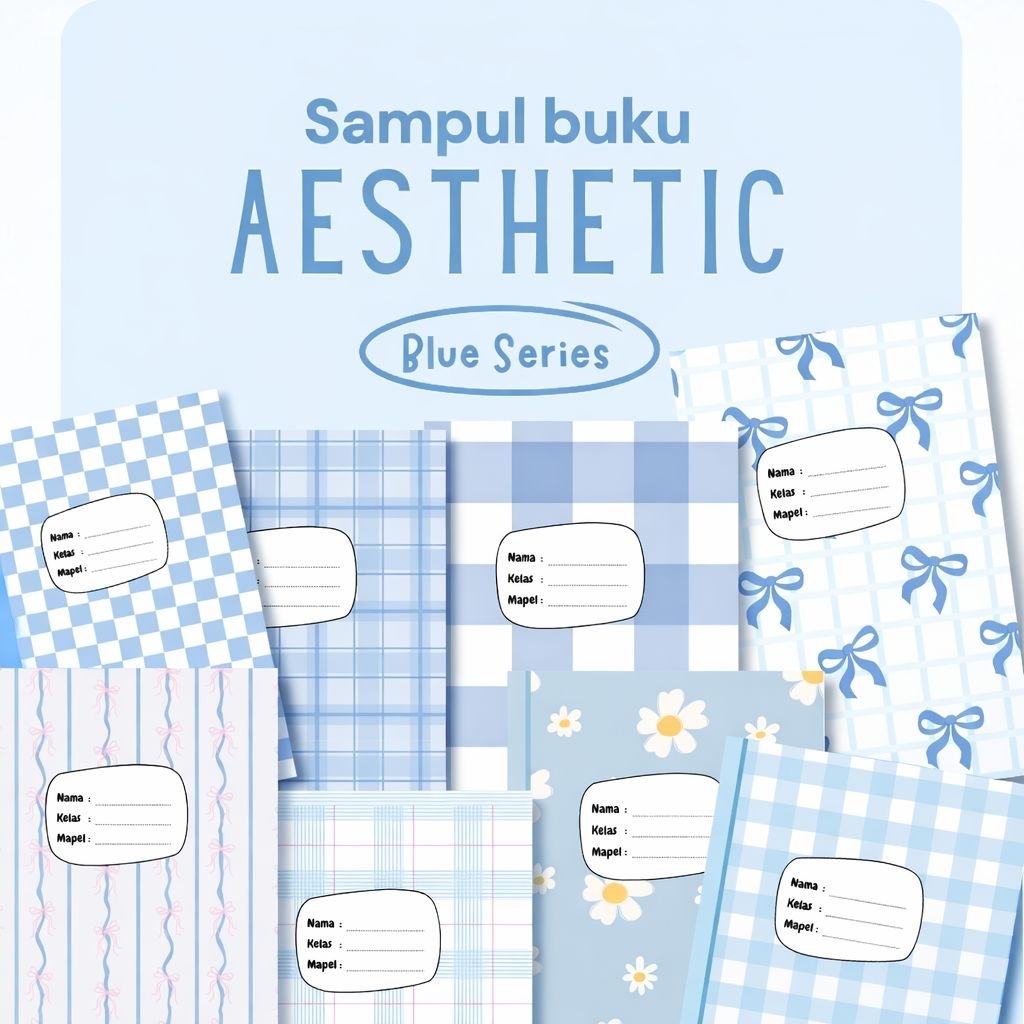 Sampul Buku Aesthetic Blue Isi 10 Lembar | HVS 100gsm | Untuk Buku A5 & B5