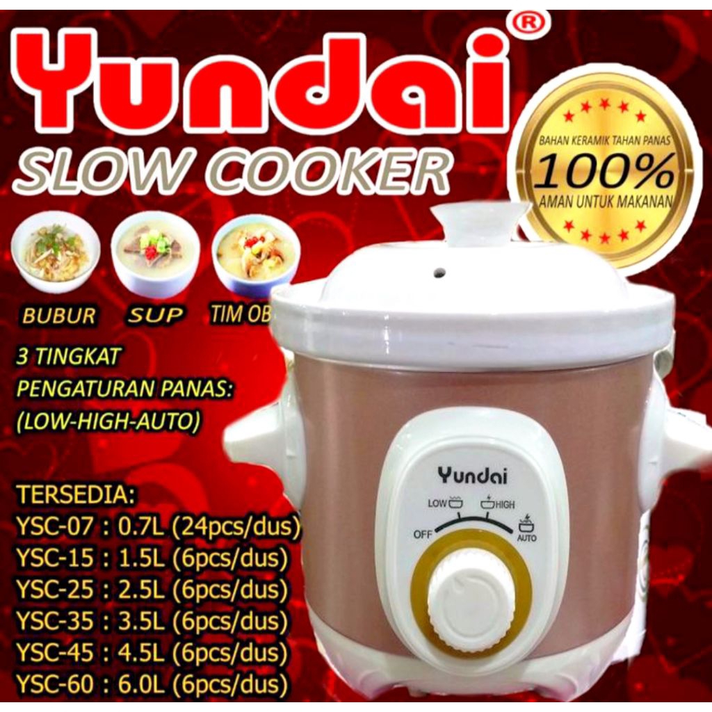Slow cooker Yundai Penanak nasi pelan Penghangat makanan bubur bayi Manwo Yundai