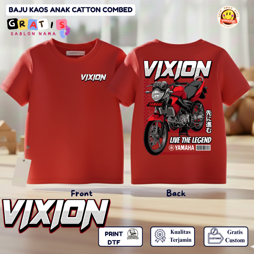 Baju Kaos Motor Vixion / Baju Kaos Anak Distro Motif Motor VIXION