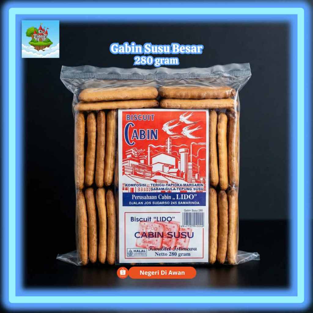 Biskuit Cabin Lido Susu Asli Samarinda 280g - Snack Gabin Jadul Enak & Halal