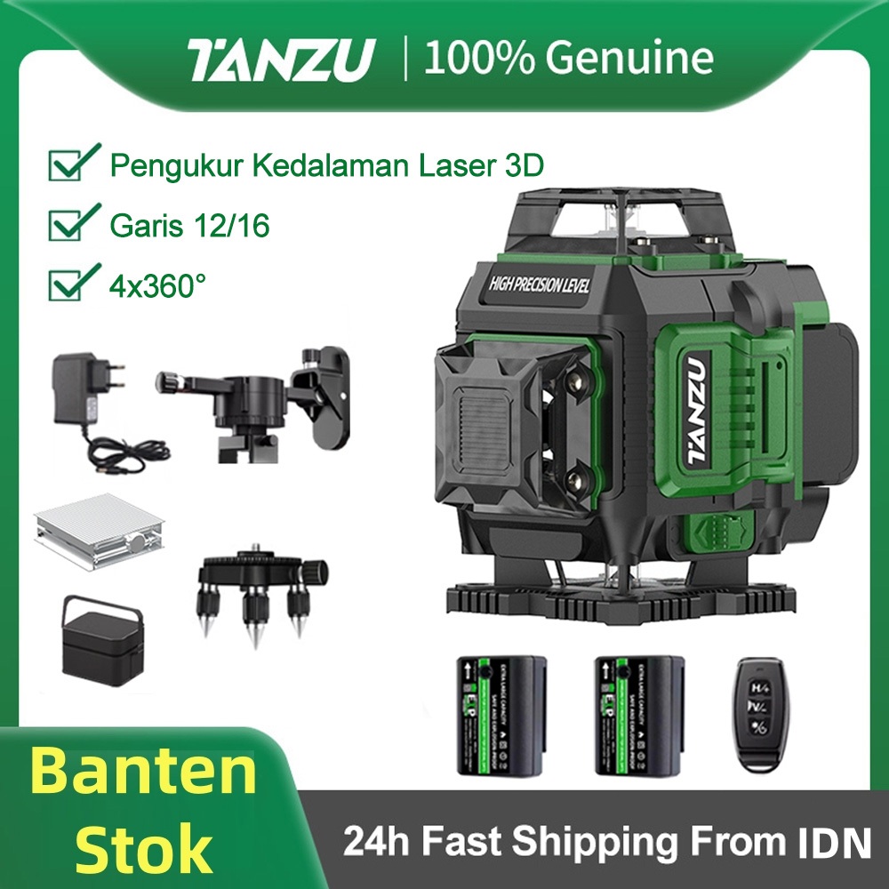 Tanzu Laser Level 4D 16 Garis, Self Balance, Remote Control, Alarm Suara, untuk Pertambangan dan Rum
