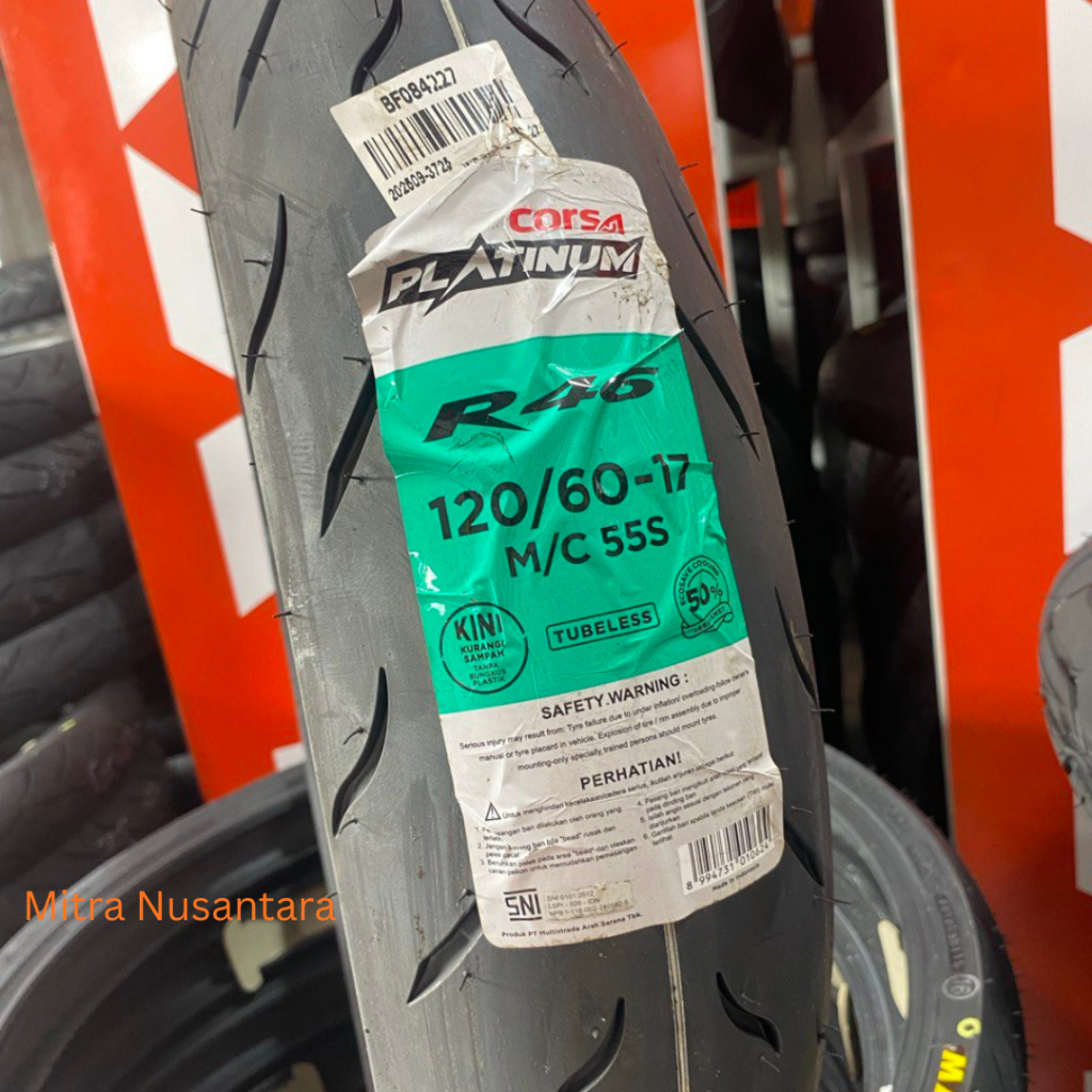 SNI Ban CORSA 120/60-17 PLATINUM R46, R93 SOFT COMPOUND Ban Motor Sport TUBELESS GTR 150, CBR, MT09,