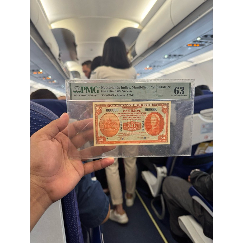 Koleksi Uang Kuno 50 PMG Score 63 Netherlands Indies, Muntbiljet "SPECIMEN", 50 Cents 1943