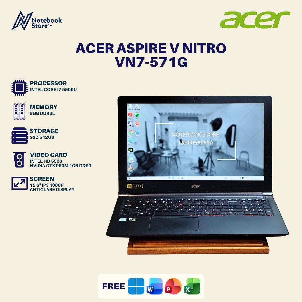 Acer Aspire V Nitro VN7-571G Core i7 5500U 8GB/512GB 15 inch 1080p Laptop Gaming Windows