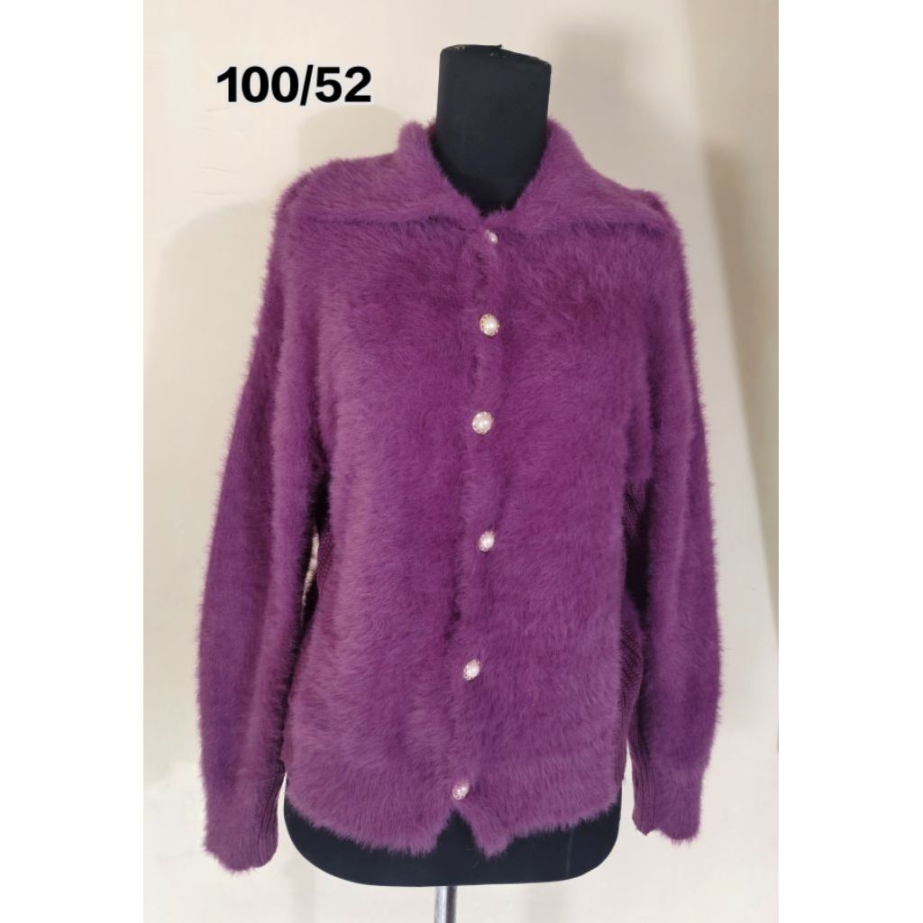 Cardigan Fuzzy Bulu Kapas Rope Picnic Magenta