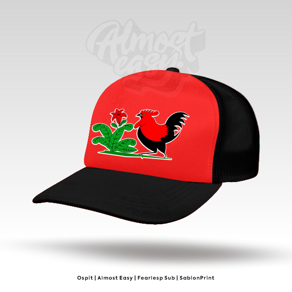 Topi Trucker Logo ayam jago Unisex Dewasa -  Topi Fashion Outdoor