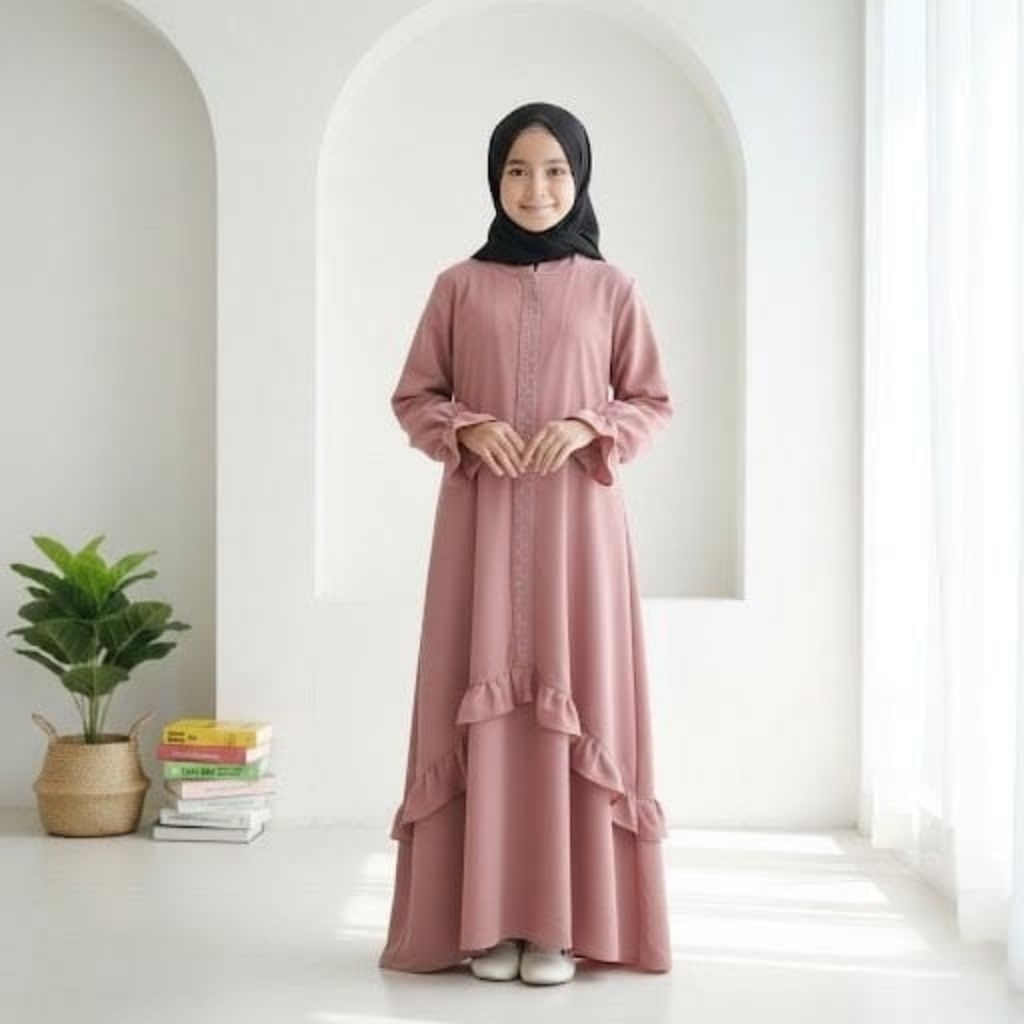 abaya gamis anak perempuan adem mewah elegan remaja tanggung