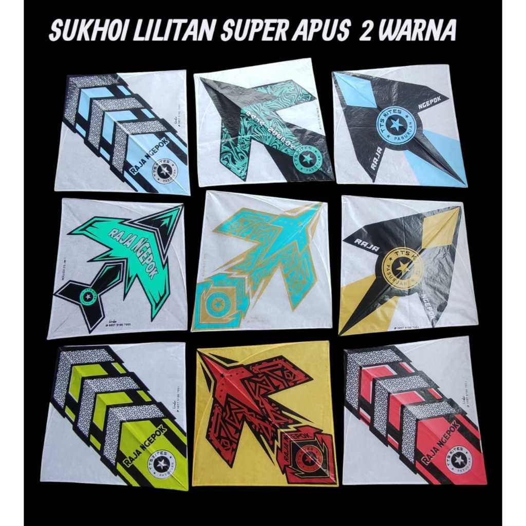 Layangan Sukhoi Super Apus Lilitan 2 Warna Layang-Layang Aduan Sukoi Superan Kelayang