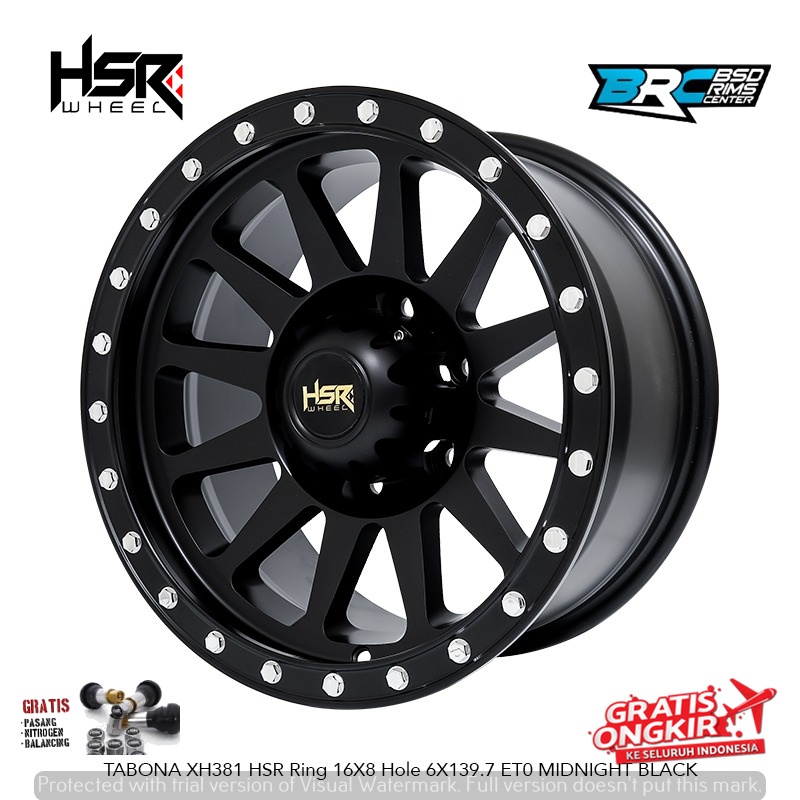 Velg Mobil Ring16 HSR TABONA Black Untuk Hilux Triton