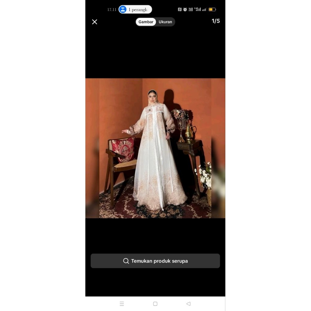 Gamis Elly Arsy White Brukat mix orgaza premium