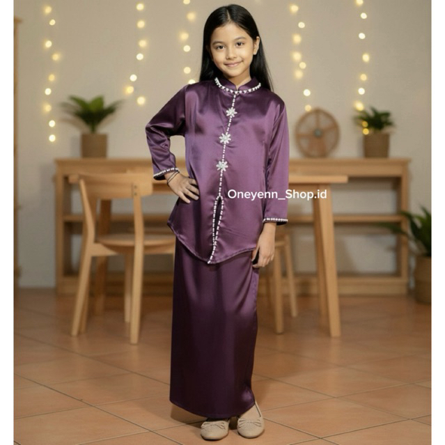 Besst One Set Elsha Baju Kurung Melayu Anak Perempuan Baju Pesta Desain Payet Mutiara