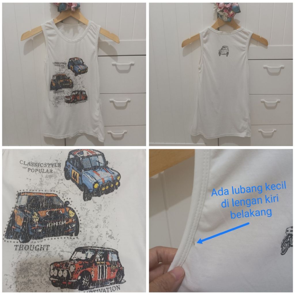 Singlet Tank top preloved Anak Laki2 9-11tahun gambar mobil baju pakaian cowok bekas