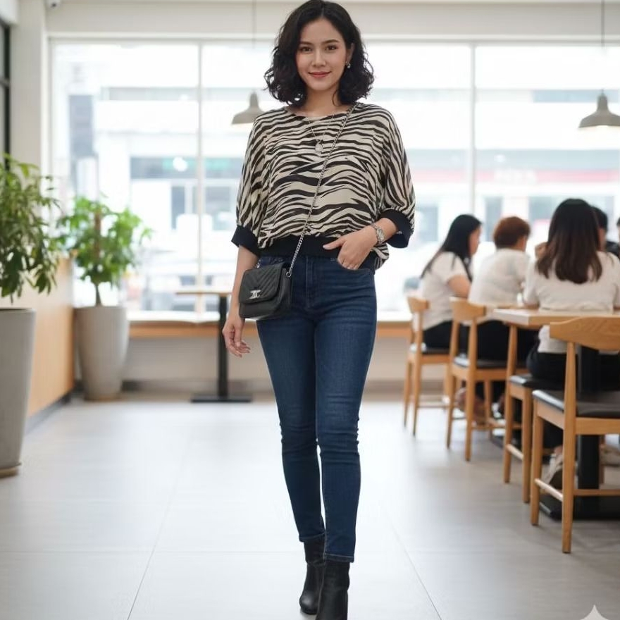 Blouse Wanita Motif Zebra Preloved