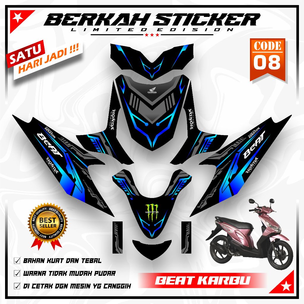 DECAL BEAT KARBU 2008 - 2012 FULLBODY - STIKER BEAT KARBU BAHAN PREMIUM BR.08