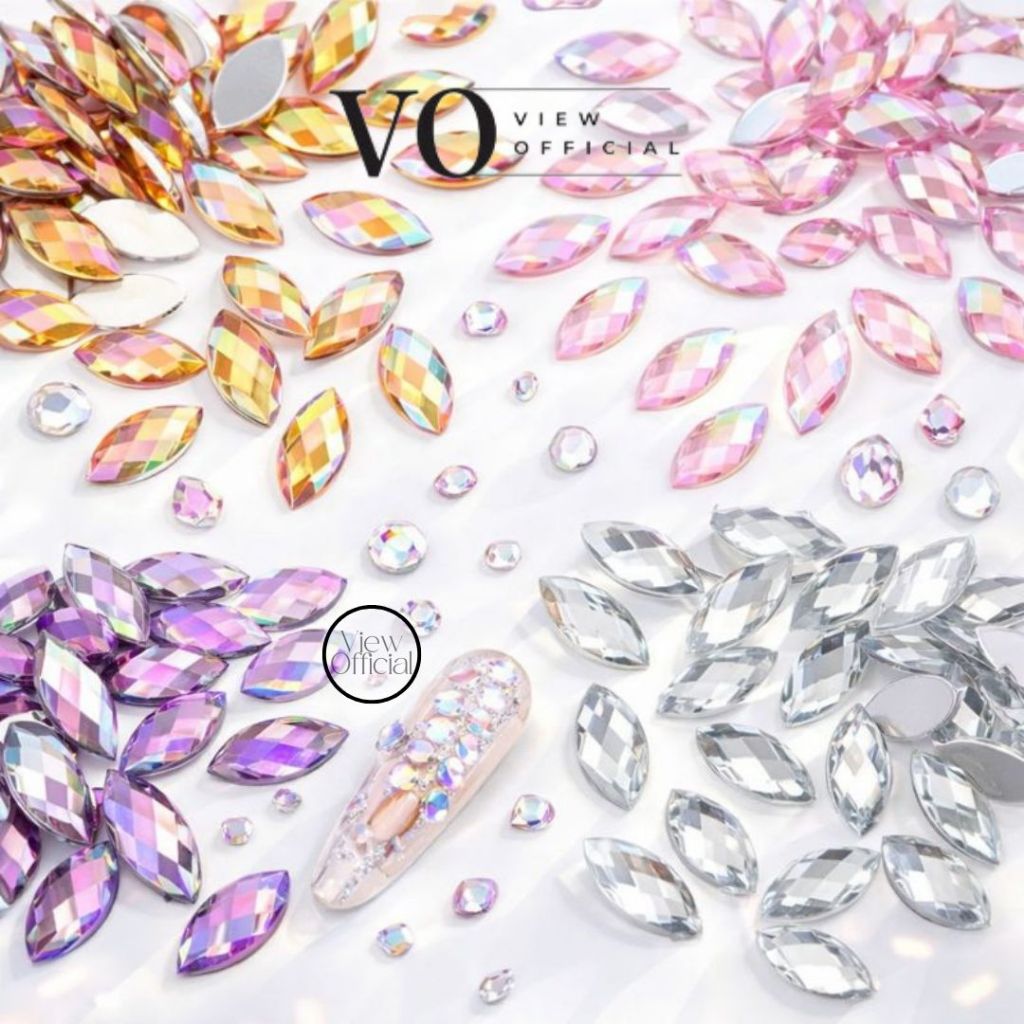 View Official - Crystal Henna Manik Manik Kristal Lancip Daun