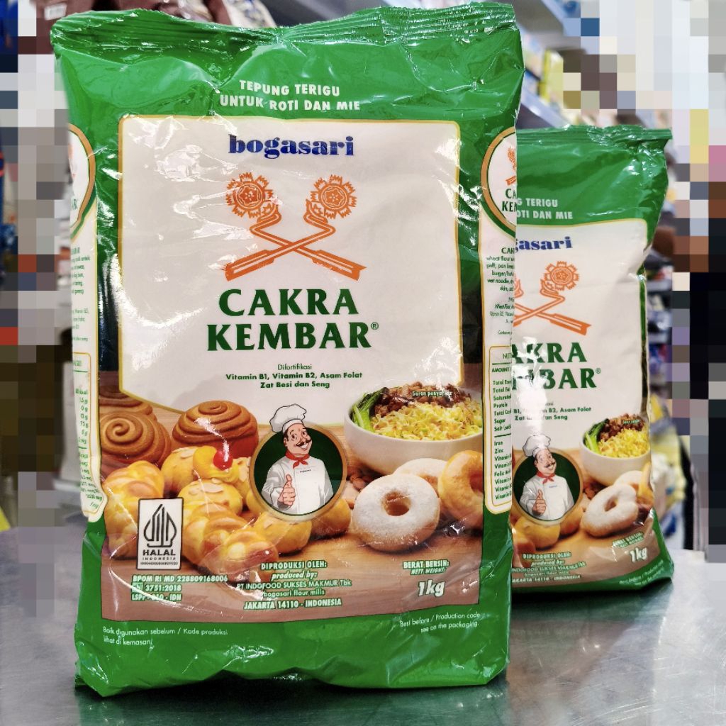 1kg Cakra Kembar Premium/Terigu Roti /Tepung Protein Tinggi /Terigu Protein Tinggi