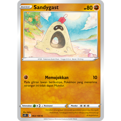 Kartu Pokémon TCG Bahasa Indonesia Sandygast Kondisi NM Neraka Sirna 063/100