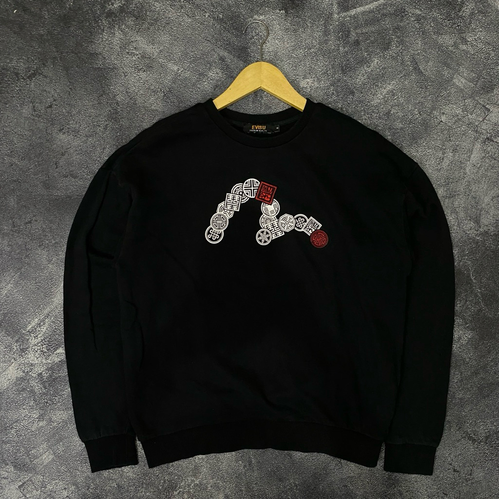 CREWNECK EVISU BIGLOGO ICONIC JAPANESE BORDIR SABLON SECOND ORIGINAL