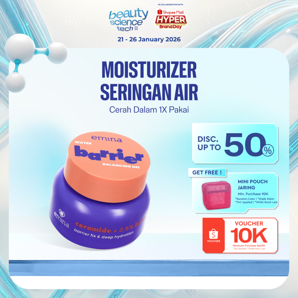 Emina Water Barrier Balancing Gel Moisturizer 30g | 48H Menjaga Kelembaban, Memperkuat Skin Barrier,
