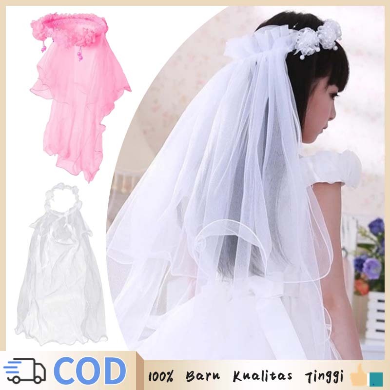 Bando Veil Anak Bando Mahkota Anak Perempuan Hiasan Kepala Pesta Anak Perempuan Flower Crown Anak