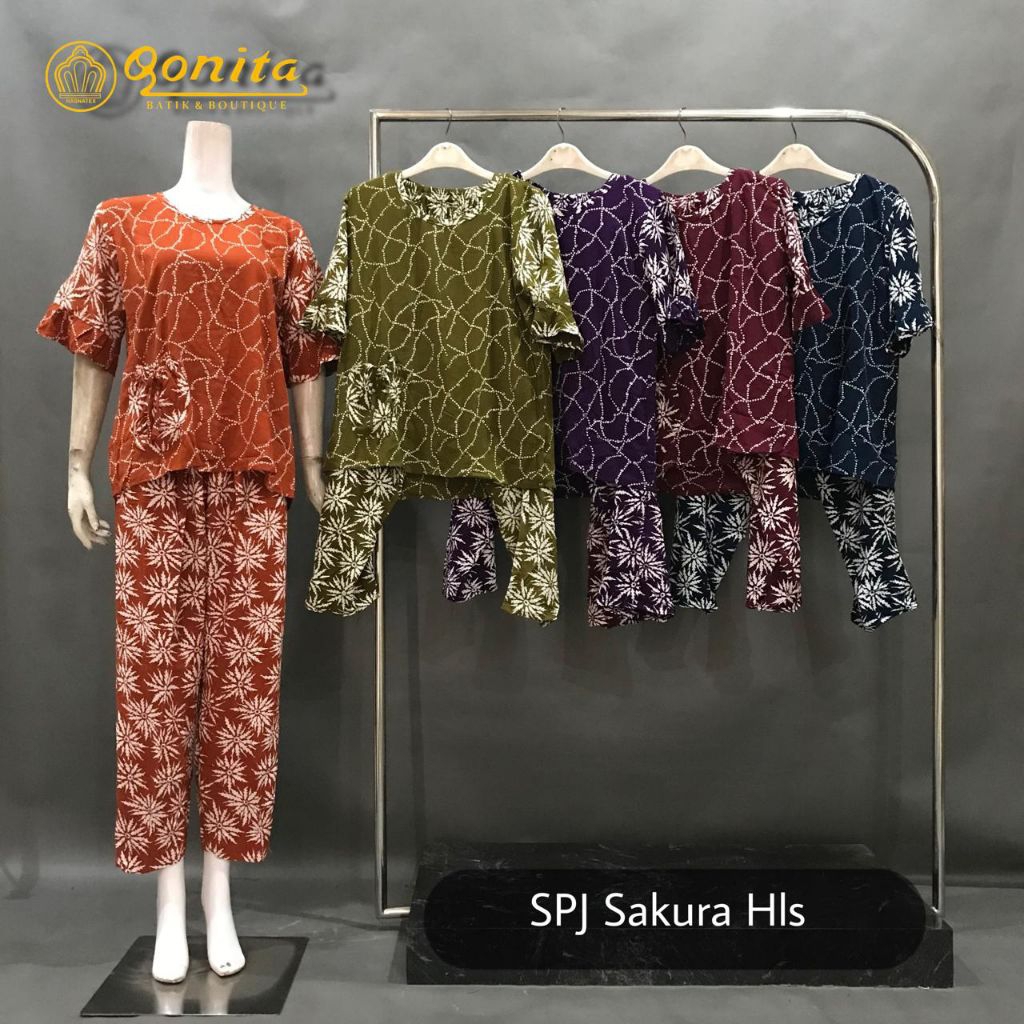 one set/ setelan celana sakura hls Qonita batik Pekalongan