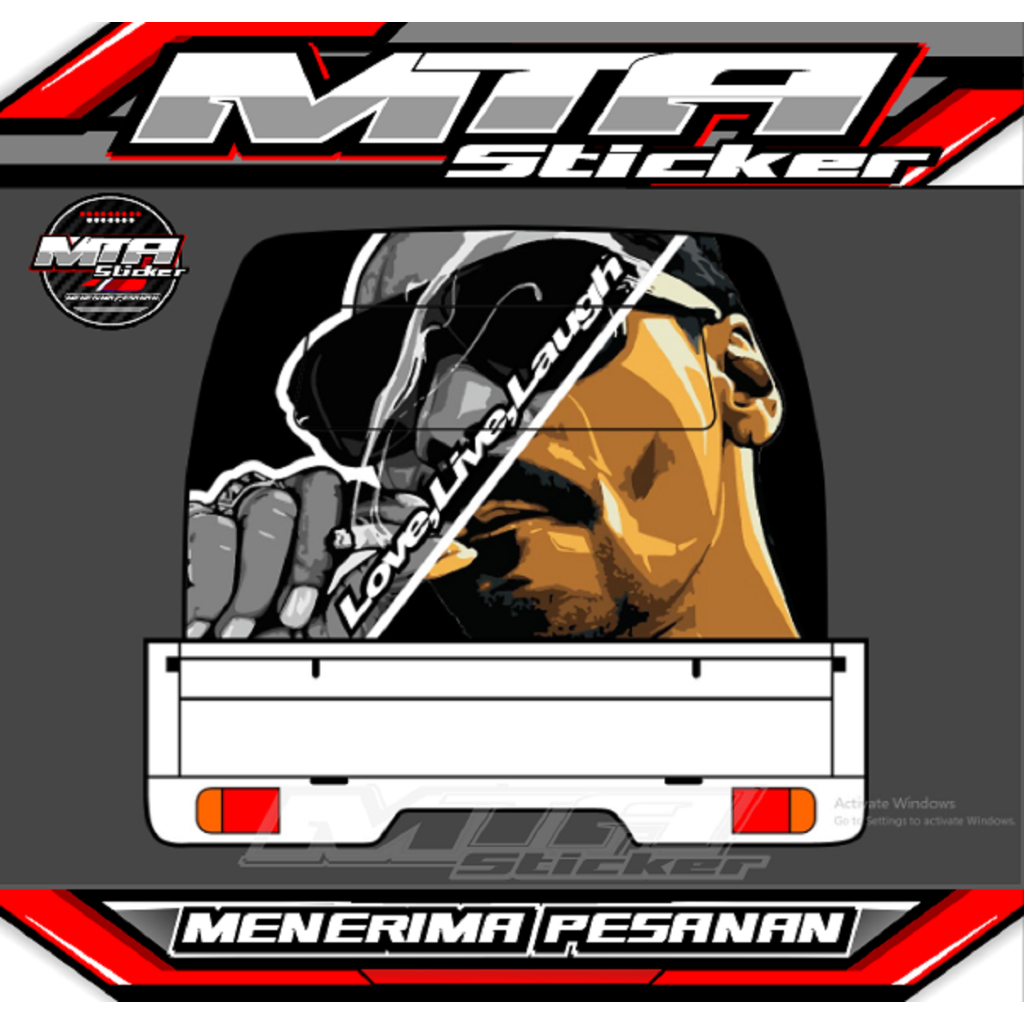 Stiker Kabin Belakang Pick Up/Gegeran - Stiker Variasi Pick Up - Stiker Bisa Custome Desain Dan Tipe