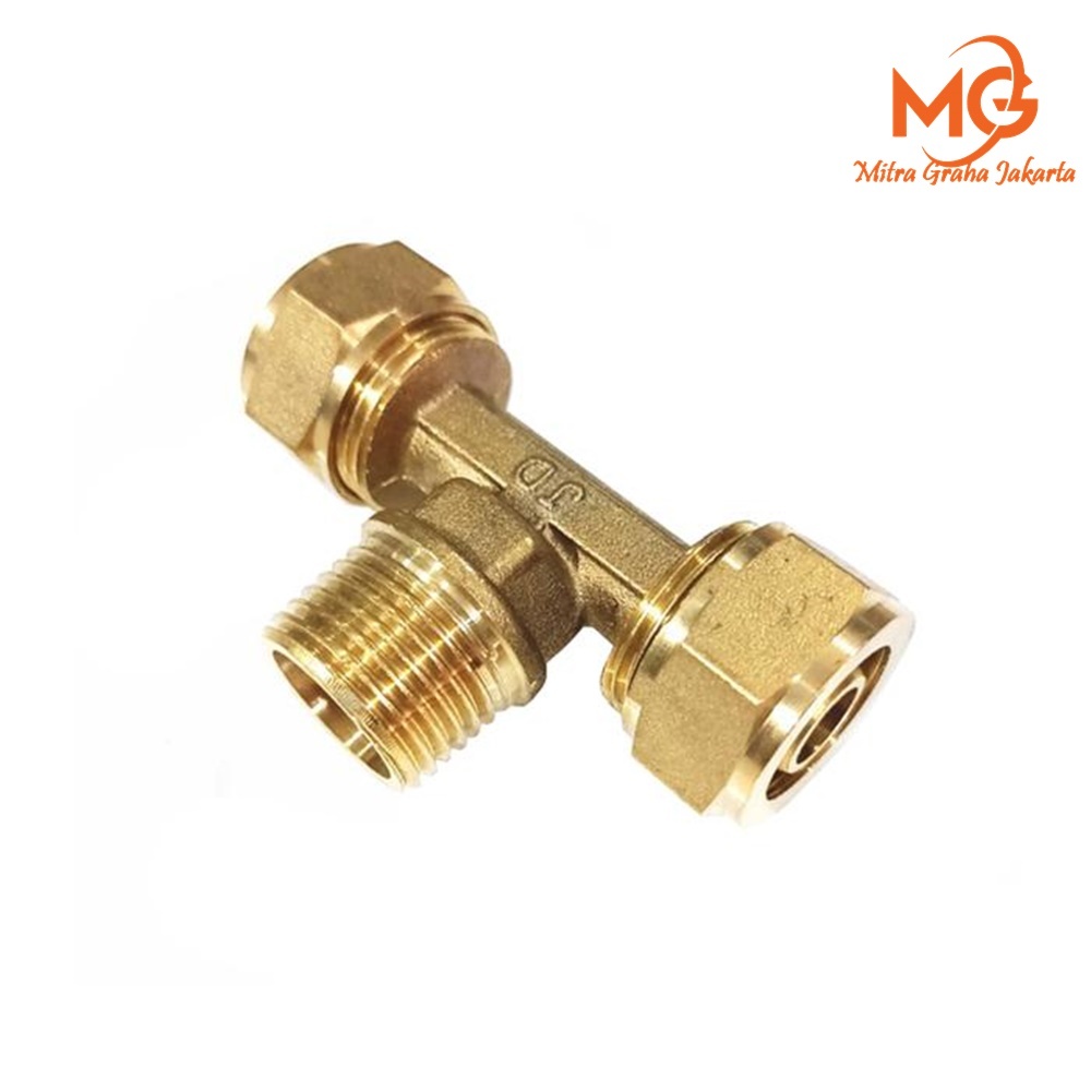 Tee Sambungan air panas drat luar 1/2 inchi / rifeng ariston T drat luar 1/2"