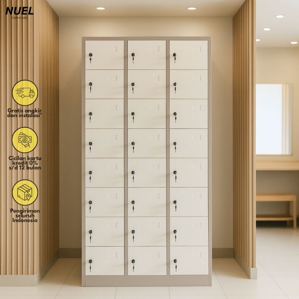 NUEL Locker Loker Kabinet Lemari Besi 24 Pintu Avery