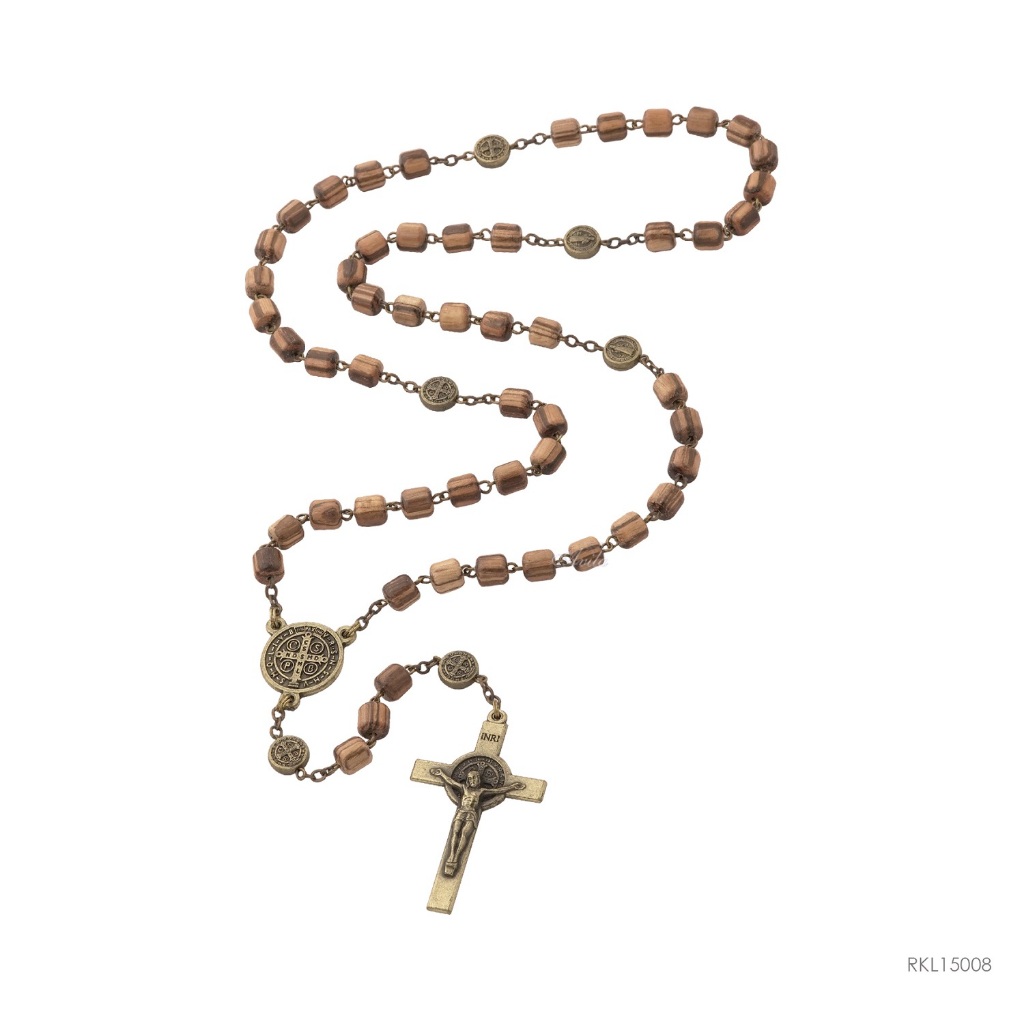 Rosario Mahogany All Benedictus Bronze Rohani Katholik