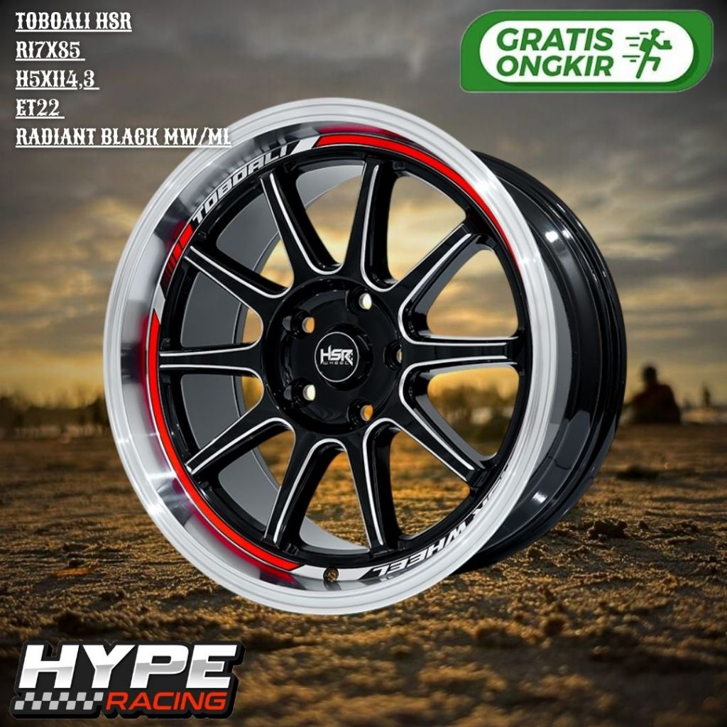 Felak / Velg Mobil Ring 17 HSR TOBOALI R17 Lebar 8,5 Lubang 5 PCD 114,3 untuk BRV , RUSH , VENTURER