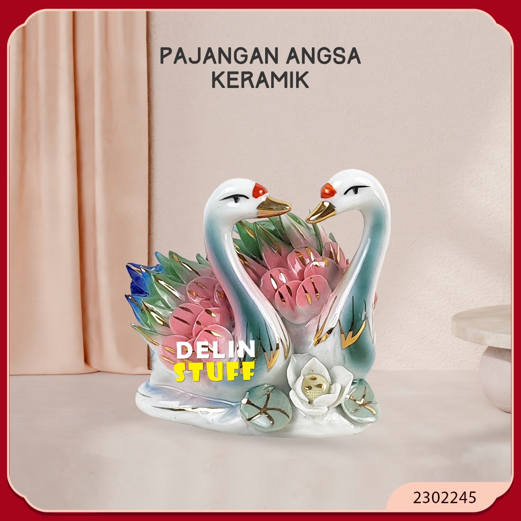 Pajangan Keramik Angsa Dekorasi Ruang Tamu Kamar Tidur Hiasan Angsa Keramik Estetik (2302245)