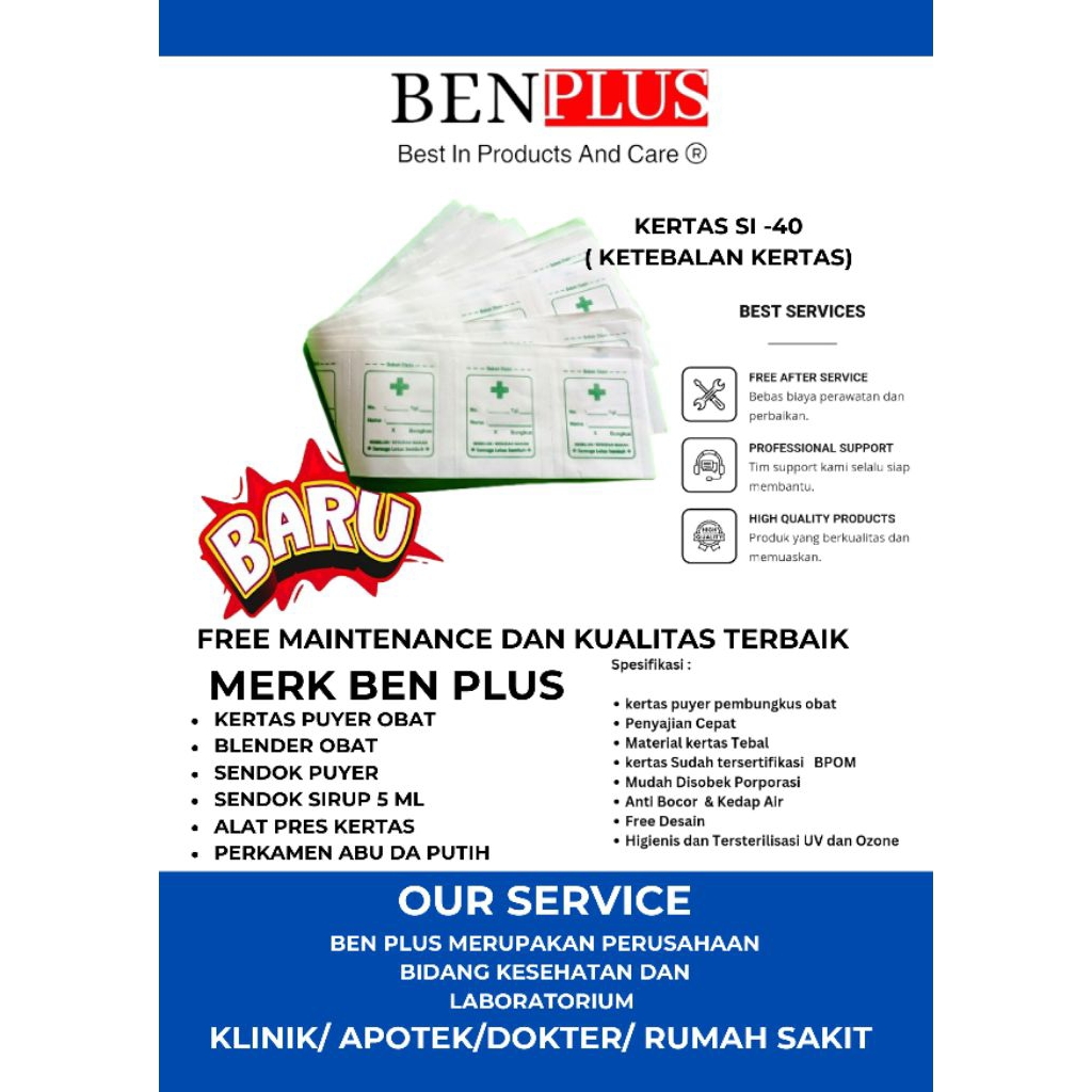 kertas puyer obat logo etiket 1 pack isi 1200 pcs