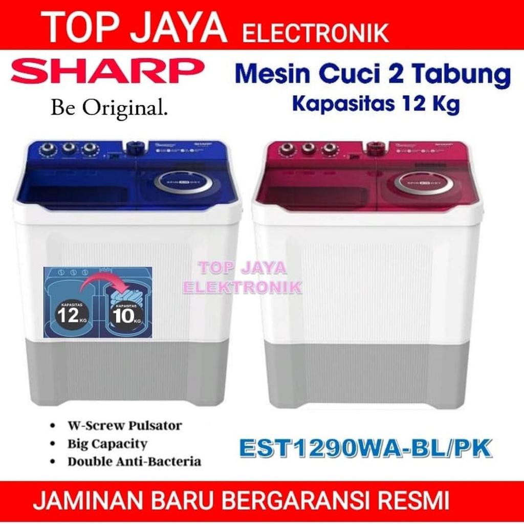 MESIN CUCI SHARP 12KG 2 TABUNG ES-T1290WA/BL/PK.SHARP MESIN CUCI 12KG  2 TABUNG NEW SERIES