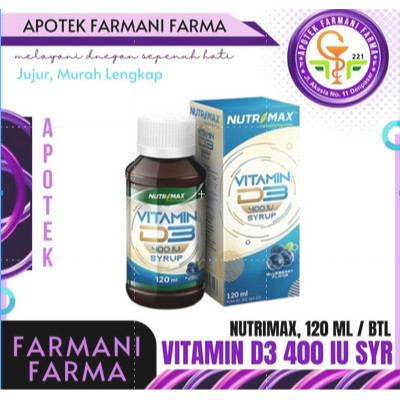 NUTRIMAX D3 400IU SIRUP 120 ML / VITAMIN ANAK / D3 400IU / DAYA TAHAN TUBUH / VITAMIN D SIRUP / CHIL