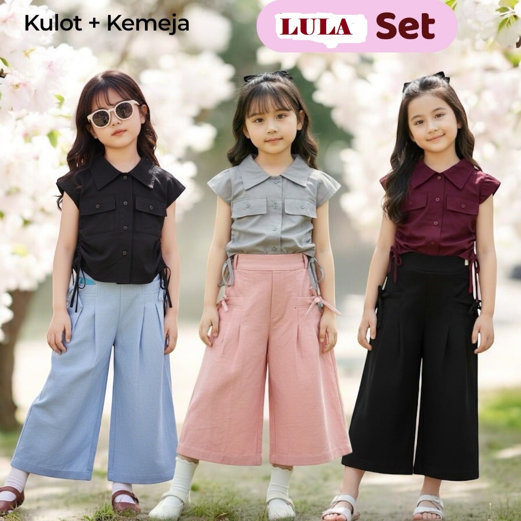 EONNI-LULA SET- Setelan anak perempuan usia 2-7 tahun | setelan kulot dan kemeja | one set anak