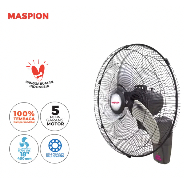 Maspion Kipas Angin Dinding Wall Fan 18 Inch PW-1811 RC / Wall Fan 18" Maspion PW 1811 RC