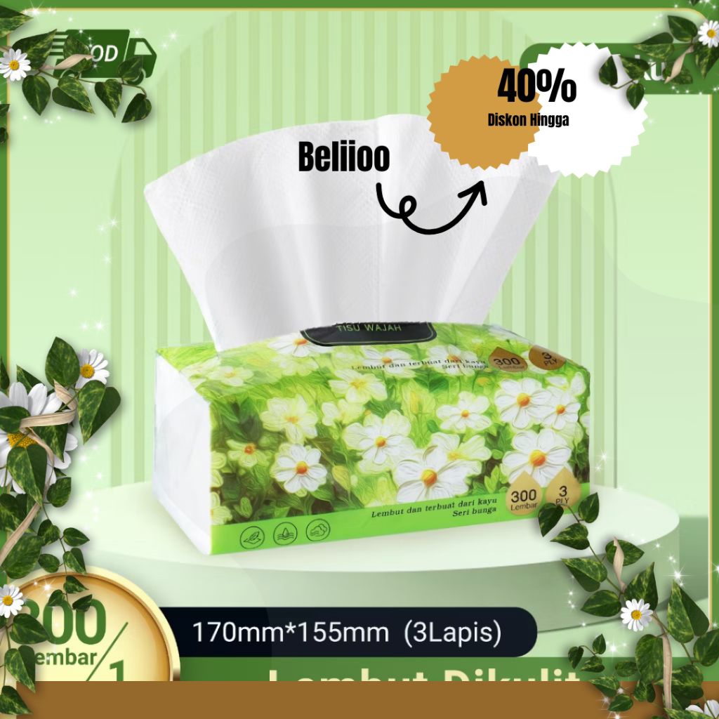 Yasmine tisu 1 PACK 300 helai 3 ply Soft Facial Tissue kertas tisu tebal gratis ongkir bisa cod tisu