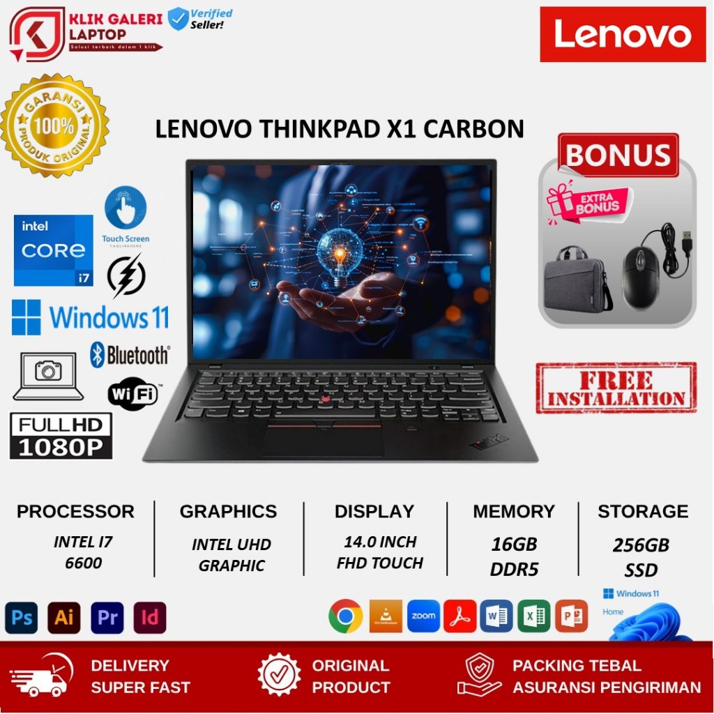 Laptop Core i7 Lenovo Thinkpad X1 Carbon 6600U 14.0 FHD RAM 16GB SSD 256GB