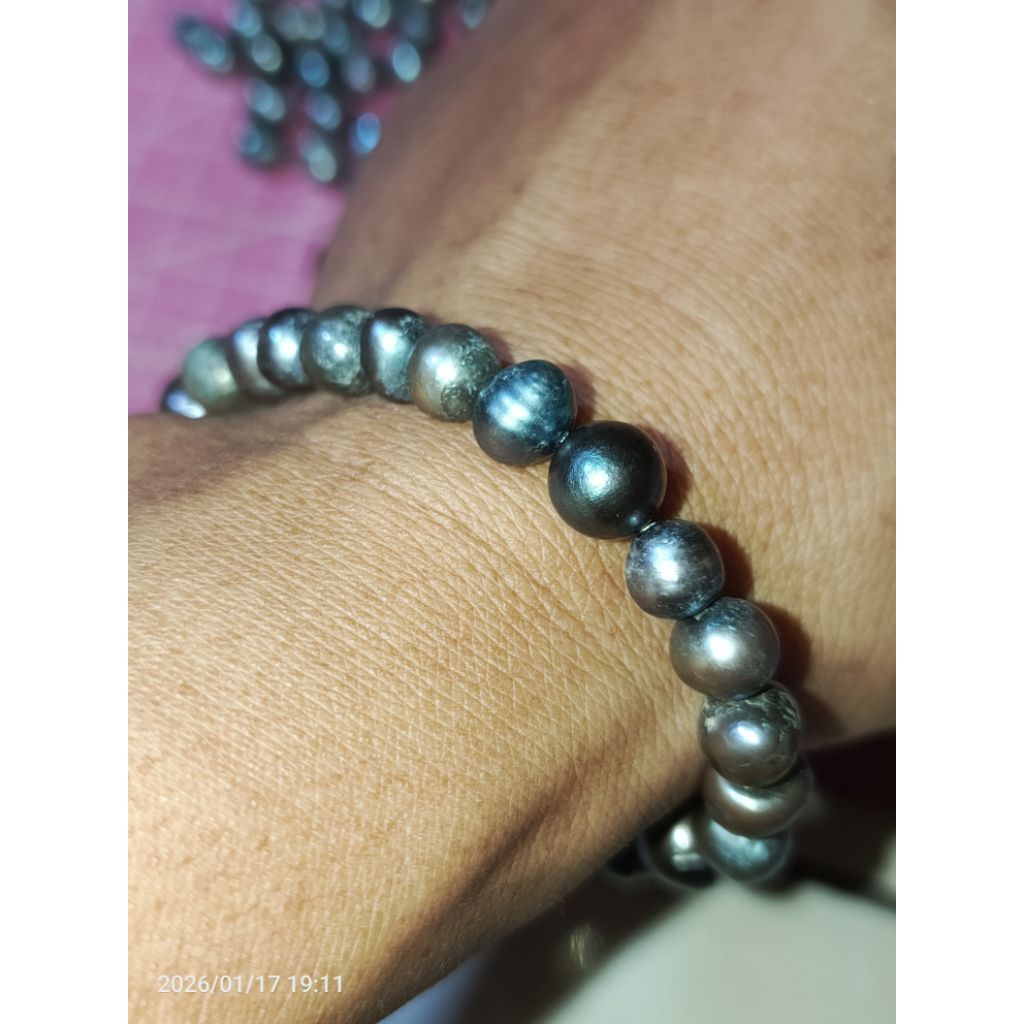 Gelang Mutiara Hitam Air Tawar Asli Lombok Sepasang/Couple