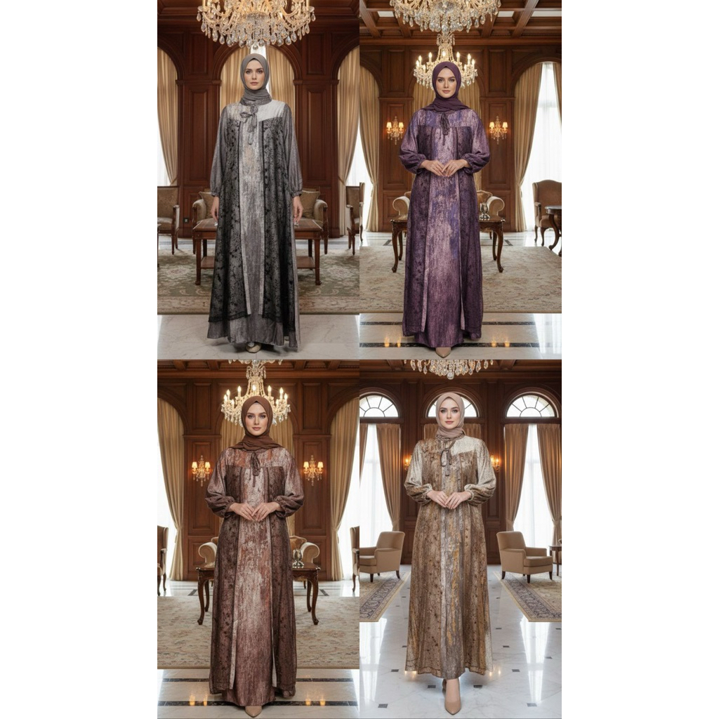 GAMIS MUSLIM DEWASA BAHAN ARMANY SILK PREMIUM MIX BRUKAT IMPORT