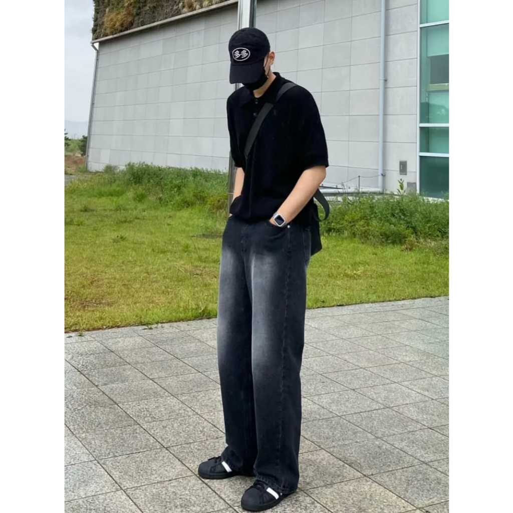 Celana Jeans Pria Premium Denim Straight Loose Jeans Fit Korean Style  - Keenan Jeans