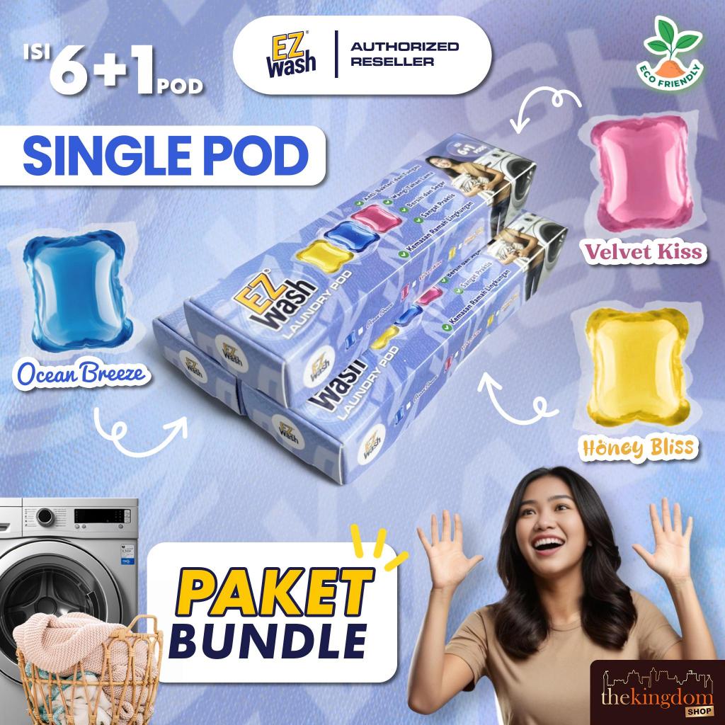 [ PAKET 3 BOX SINGLE 6+1 Pods ] EZWash Laundry Pod Single Chamber Liquid Detergent Gel Capsule EZ Wa