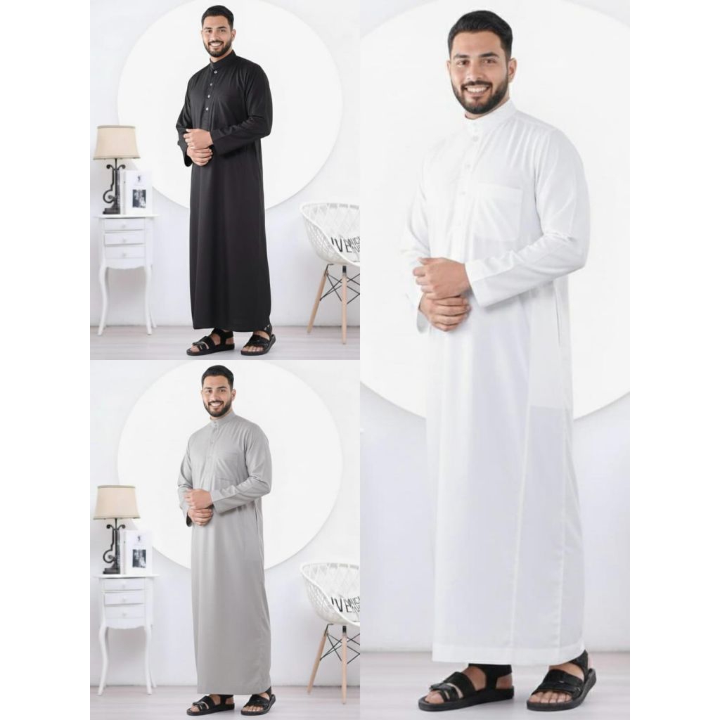 Jubah Pria Premium Model Saudi - Thobe Eksklusif Lengan Panjang