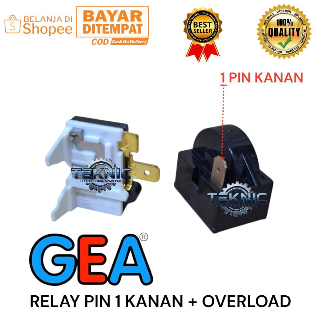 SET RELAY PTC + OVERLOAD KULKAS FREEZER BOX GEA