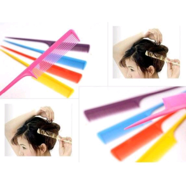 Sisir Rambut Plastik - Warna Acak, Anti Statis, Pegangan Ergonomis