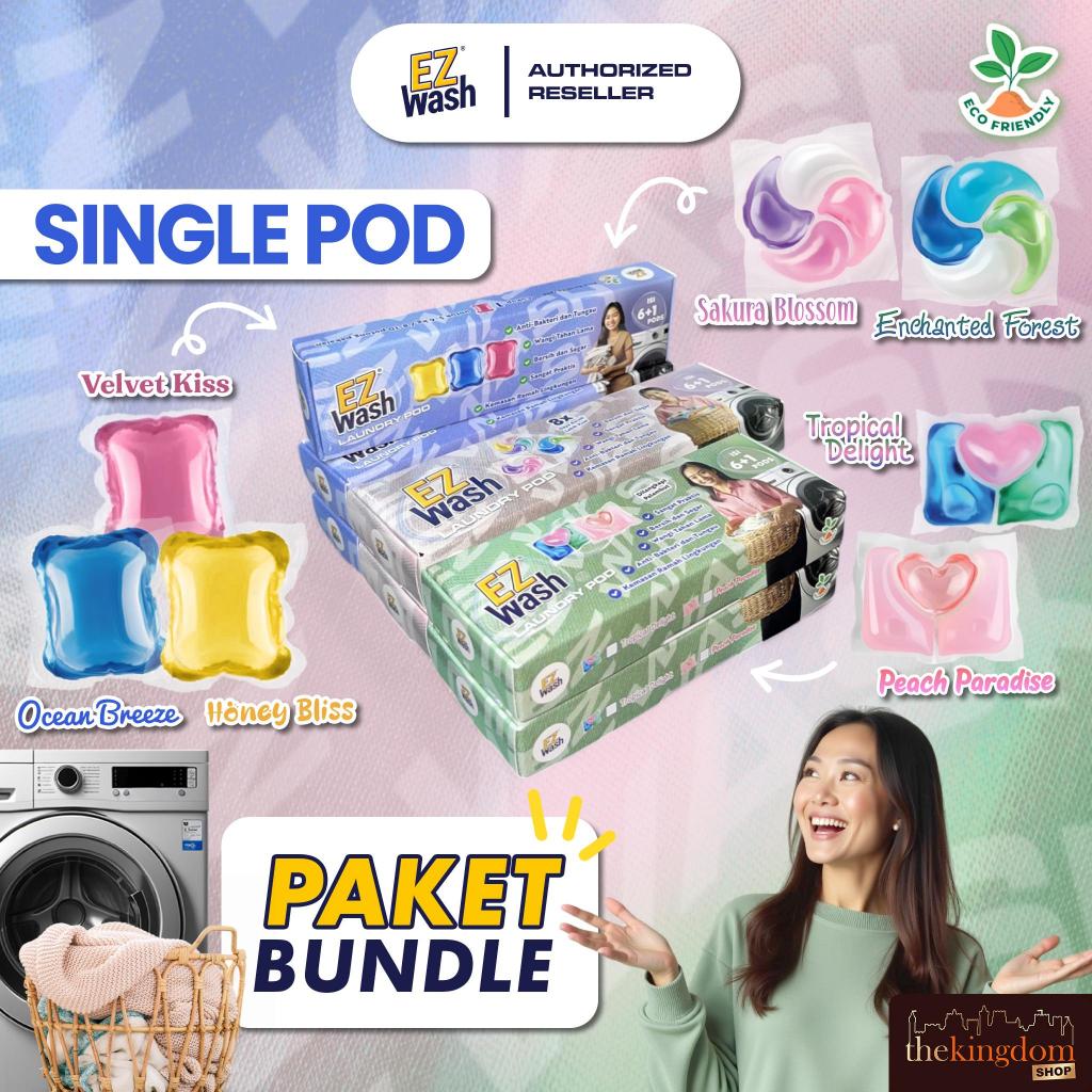 [ PAKET LENGKAP 7 BOX 6+1 Pods ] EZWash Laundry Pod Complete Package Liquid Detergent Gel Capsule EZ