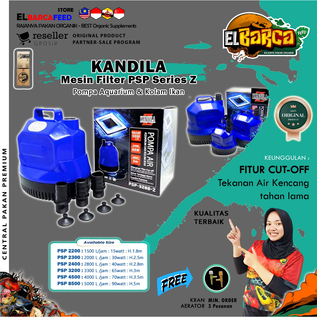 Mesin Filter KANDILA PSP Series 2200-8500 Z Pompa Air Celup Aquarium Kolam Ikan Anti Karat Original